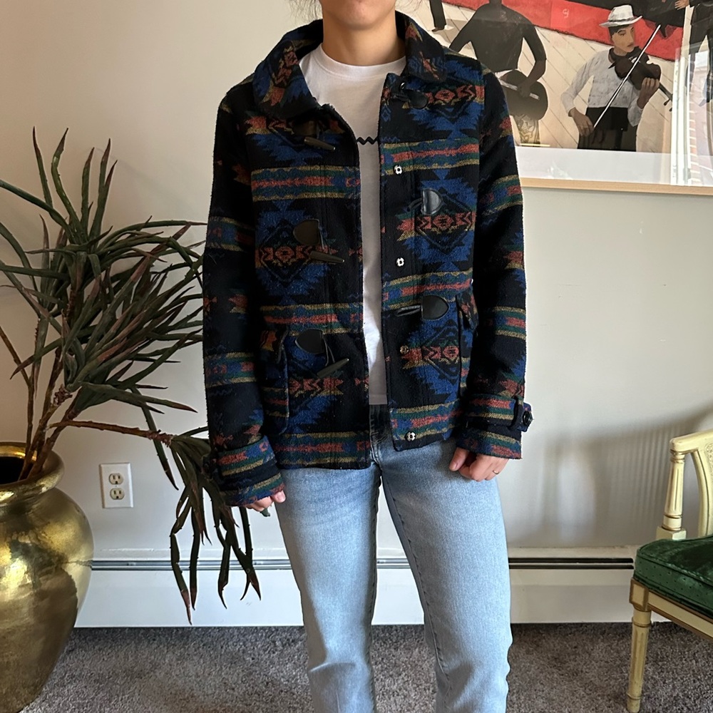Aztek print faux wool jacket